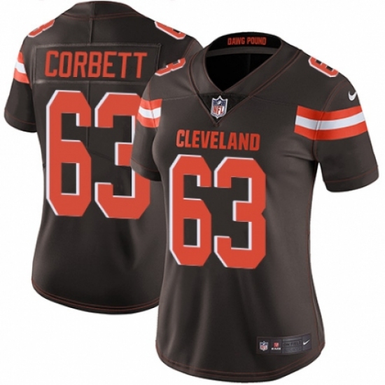 Women's Nike Cleveland Browns 63 Austin Corbett Brown Team Color Vapor Untouchable Limited Player NFL Jersey