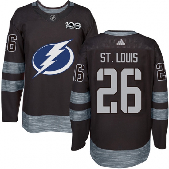 Men's Adidas Tampa Bay Lightning 26 Martin St. Louis Authentic Black 1917-2017 100th Anniversary NHL Jersey