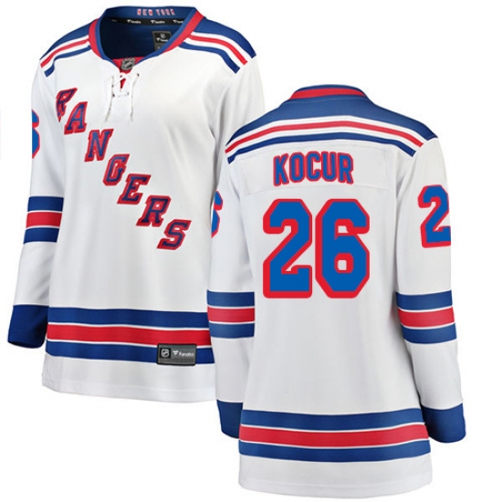 Women's New York Rangers 26 Joe Kocur Fanatics Branded White Away Breakaway NHL Jersey