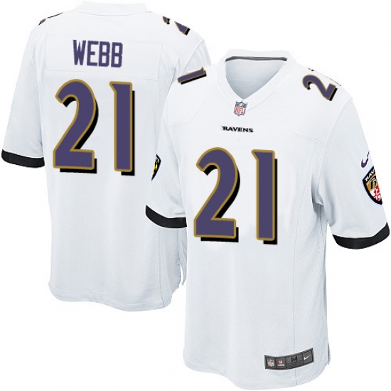 Men's Nike Baltimore Ravens 21 Lardarius Webb Game White NFL Jersey