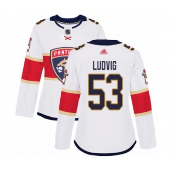 Women's Florida Panthers 53 John Ludvig Authentic White Away Hockey Jersey