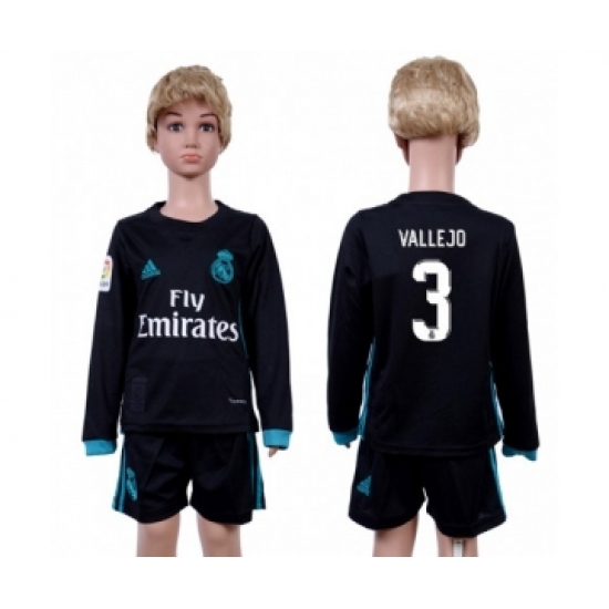 Real Madrid 3 Vallejo Away Long Sleeves Kid Soccer Club Jersey