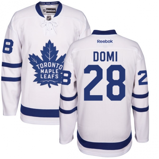 Men's Reebok Toronto Maple Leafs 28 Tie Domi Authentic White Away NHL Jersey