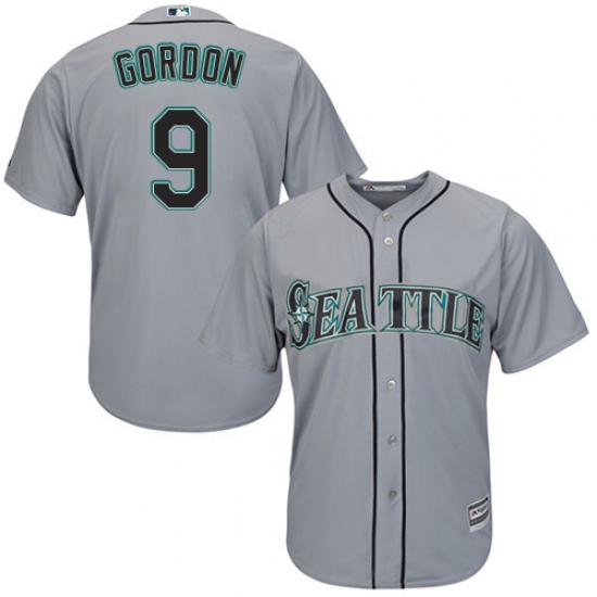 Men's Majestic Seattle Mariners 9 Dee Gordon Replica Grey Road Cool Base MLB Jersey