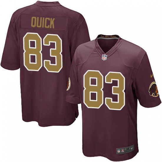 Men's Nike Washington Redskins 83 Brian Quick Game Burgundy Red/Gold Number Alternate 80TH Anniversary NFL Jersey