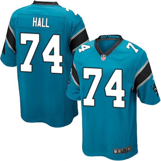 Men's Nike Carolina Panthers 74 Daeshon Hall Game Blue Alternate NFL Jersey