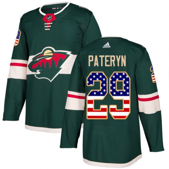 Youth Adidas Minnesota Wild 29 Greg Pateryn Authentic Green USA Flag Fashion NHL Jersey