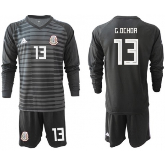 Mexico 13 G.Ochoa Black Long Sleeves Goalkeeper Soccer Country Jersey