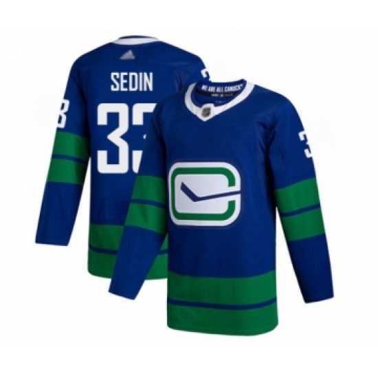 Men's Vancouver Canucks 33 Henrik Sedin Authentic Royal Blue Alternate Hockey Jersey