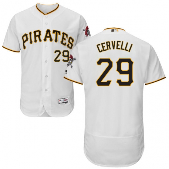 Men's Majestic Pittsburgh Pirates 29 Francisco Cervelli White Home Flex Base Authentic Collection MLB Jersey