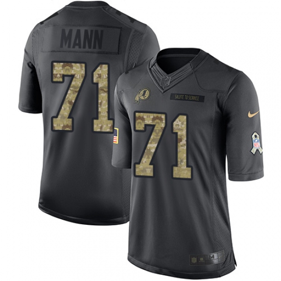 Men's Nike Washington Redskins 71 Charles Mann Limited Black 2016 Salute to Service NFL Jersey