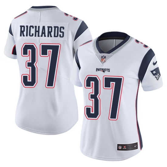 Women's Nike New England Patriots 37 Jordan Richards White Vapor Untouchable Limited Player NFL Jersey