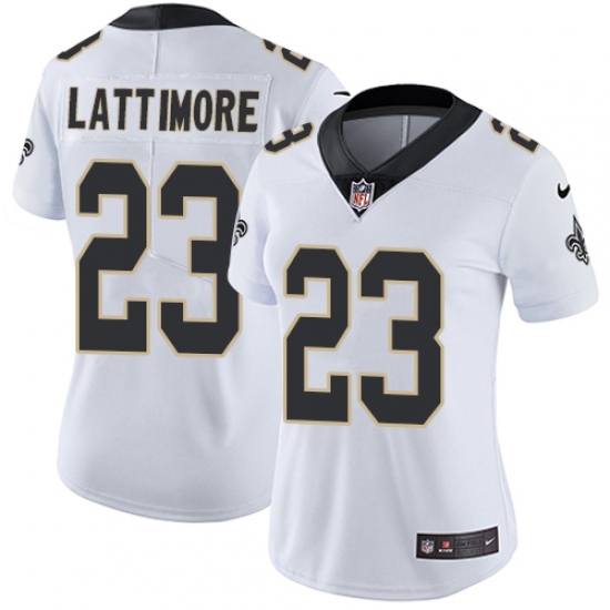 Women's Nike New Orleans Saints 23 Marshon Lattimore White Vapor Untouchable Elite Player NFL Jersey