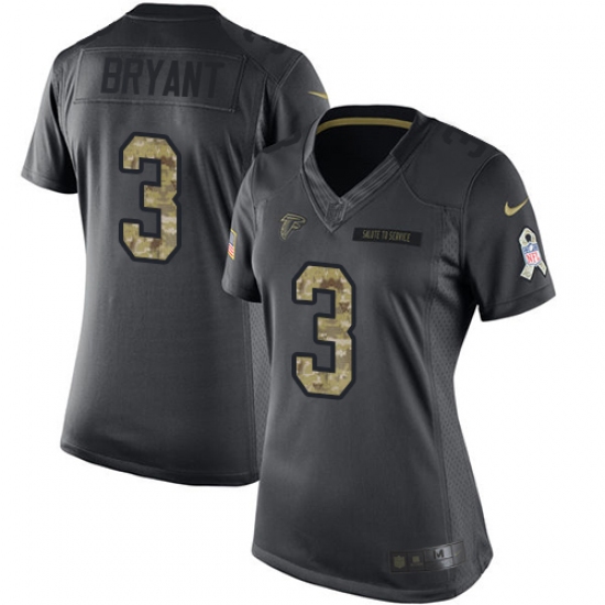 Women's Nike Atlanta Falcons 3 Matt Bryant Limited Black 2016 Salute to Service NFL Jersey