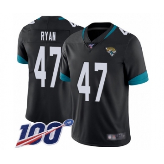 Men's Jacksonville Jaguars 47 Jake Ryan Black Team Color Vapor Untouchable Limited Player 100th Season Football Jersey