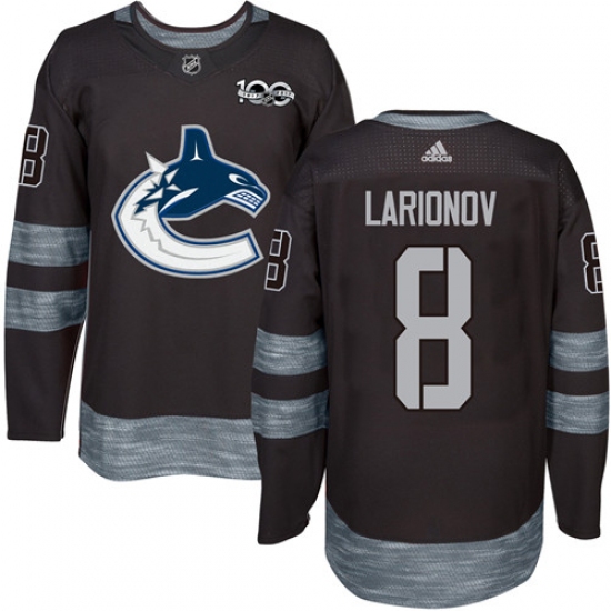 Men's Adidas Vancouver Canucks 8 Igor Larionov Authentic Black 1917-2017 100th Anniversary NHL Jersey