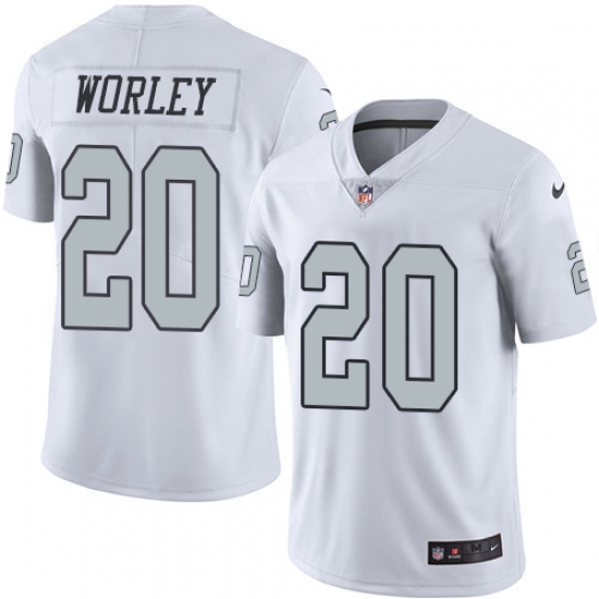 Youth Nike Oakland Raiders 20 Daryl Worley Limited White Rush Vapor Untouchable NFL Jersey