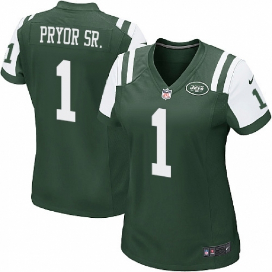 Women's Nike New York Jets 1 Terrelle Pryor Sr. Game Green Team Color NFL Jersey