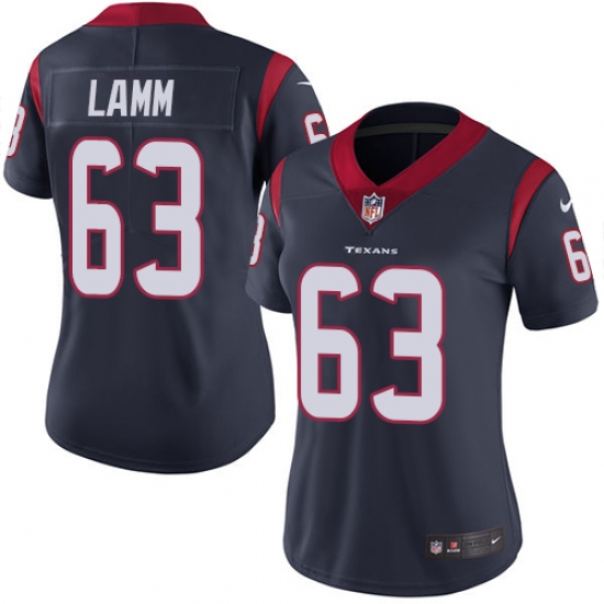 Women's Nike Houston Texans 63 Kendall Lamm Navy Blue Team Color Vapor Untouchable Limited Player NFL Jersey