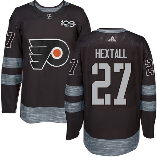 Men's Adidas Philadelphia Flyers 27 Ron Hextall Authentic Black 1917-2017 100th Anniversary NHL Jersey