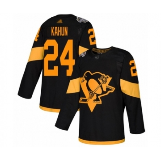 Youth Pittsburgh Penguins 24 Dominik Kahun Authentic Black 2019 Stadium Series Hockey Jersey