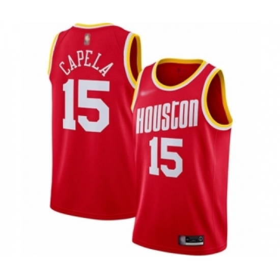 Youth Houston Rockets 15 Clint Capela Swingman Red Hardwood Classics Finished Basketball Jersey