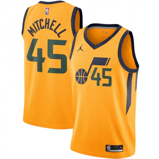 Men's Utah Jazz 45 Donovan Mitchell Jordan Brand Gold 2020-21 Swingman Jersey