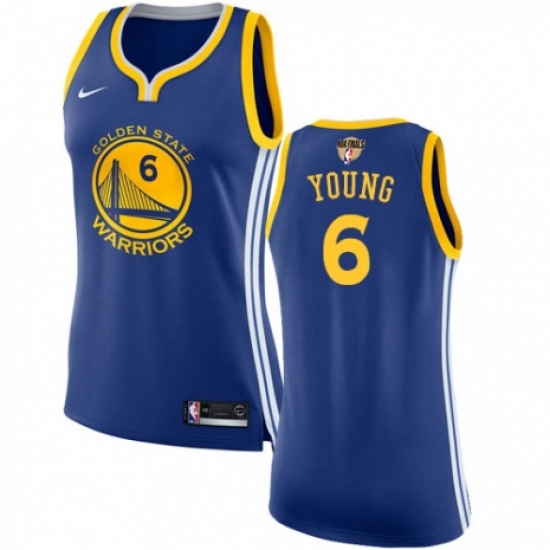 Women's Nike Golden State Warriors 6 Nick Young Authentic Royal Blue Road 2018 NBA Finals Bound NBA Jersey - Icon Edition