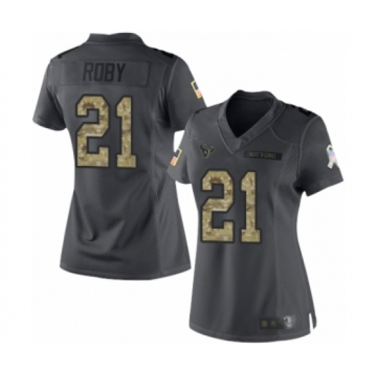 Women's Houston Texans 21 Bradley Roby Limited Black 2016 Salute to Service Football Jersey