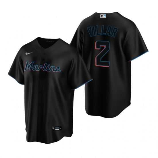 Men's Nike Miami Marlins 2 Jonathan Villar Black Alternate Stitched Baseball Jersey