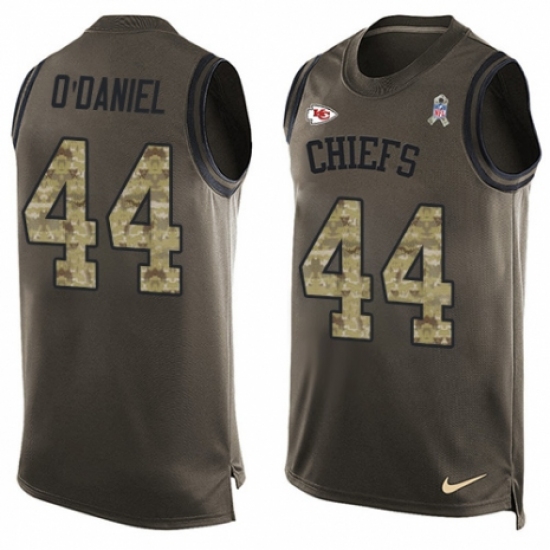 Men's Nike Kansas City Chiefs 44 Dorian O'Daniel Limited Green Salute to Service Tank Top NFL Jersey