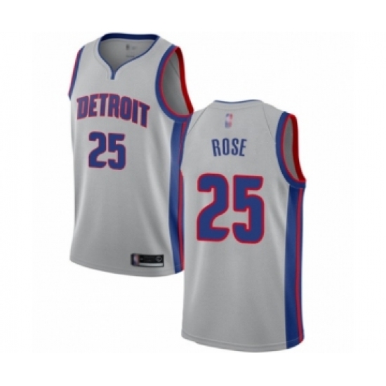 Women's Detroit Pistons 25 Derrick Rose Authentic Silver Basketball Jersey Statement Edition