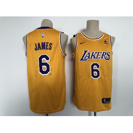 Men's Nike Los Angeles Lakers 6 LeBron James Yellow Swingman Association Edition Jersey