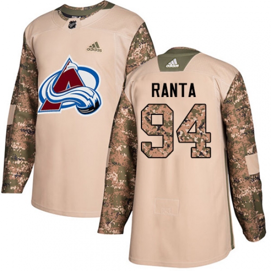 Youth Adidas Colorado Avalanche 94 Sampo Ranta Authentic Camo Veterans Day Practice NHL Jersey