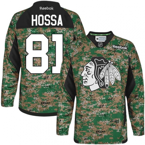 Youth Reebok Chicago Blackhawks 81 Marian Hossa Authentic Camo Veterans Day Practice NHL Jersey