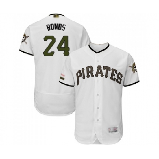 Men's Pittsburgh Pirates 24 Barry Bonds White Alternate Authentic Collection Flex Base Baseball Jersey