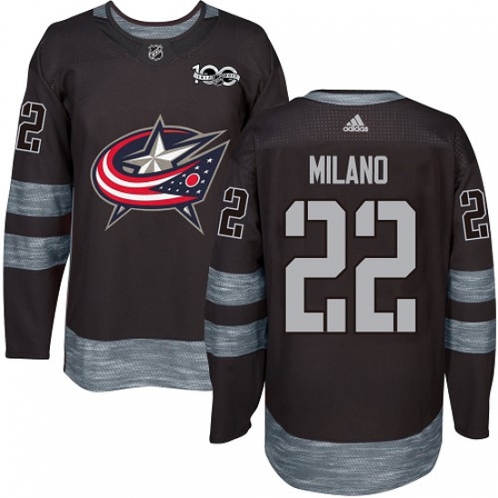 Men's Adidas Columbus Blue Jackets 22 Sonny Milano Premier Black 1917-2017 100th Anniversary NHL Jersey