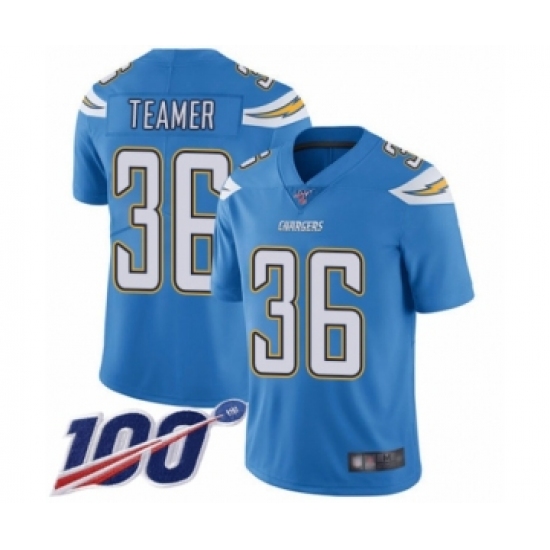 Youth Los Angeles Chargers 36 Roderic Teamer Electric Blue Alternate Vapor Untouchable Limited Player 100th Season Football Jersey