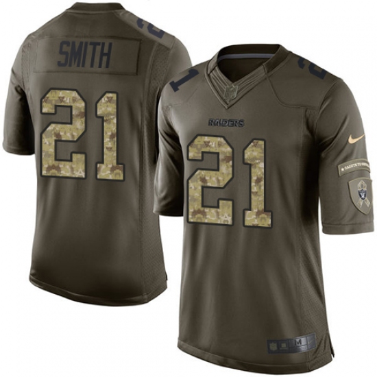 Youth Nike Oakland Raiders 21 Sean Smith Elite Green Salute to Service NFL Jersey