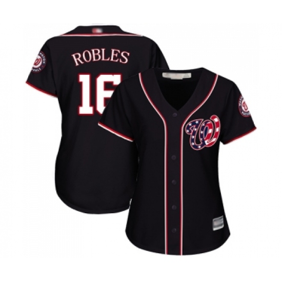 Women's Washington Nationals 16 Victor Robles Replica Navy Blue Alternate 2 Cool Base Baseball Jersey