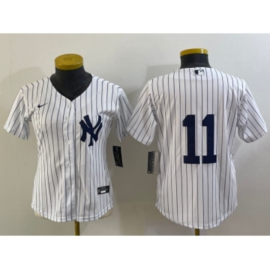Women's New York Yankees 11 Anthony Volpe White No Name Stitched MLB Nike Cool Base Jersey
