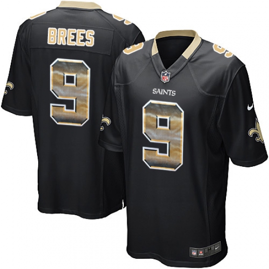 Men's Nike New Orleans Saints 9 Drew Brees Limited Black Strobe NFL Jersey