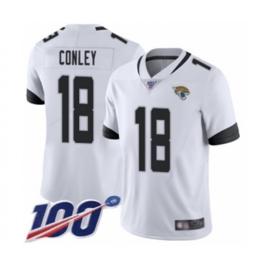 Men's Jacksonville Jaguars 18 Chris Conley White Vapor Untouchable Limited Player 100th Season Football Jersey