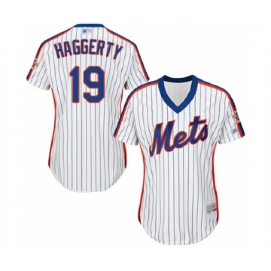 Women's New York Mets 19 Sam Haggerty Authentic White Alternate Cool Base Baseball Player Jersey