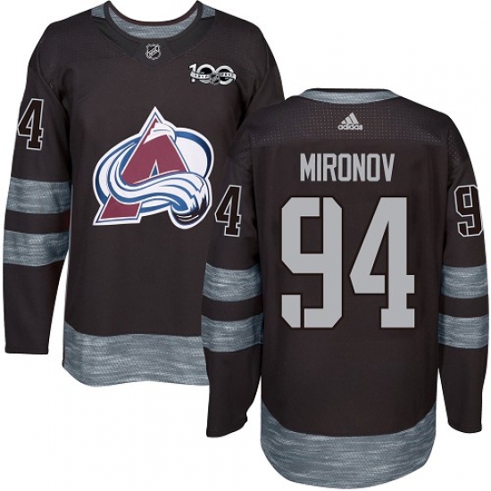 Men's Adidas Colorado Avalanche 94 Andrei Mironov Premier Black 1917-2017 100th Anniversary NHL Jersey