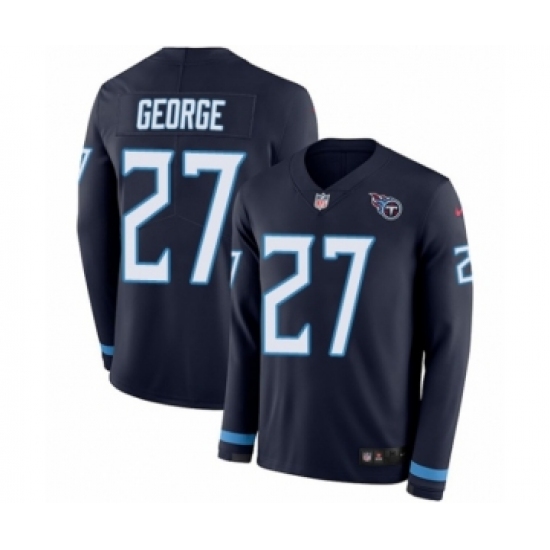 Men's Nike Tennessee Titans 27 Eddie George Limited Navy Blue Therma Long Sleeve NFL Jersey