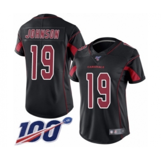 Women's Arizona Cardinals 19 KeeSean Johnson Limited Black Rush Vapor Untouchable 100th Season Football Jersey