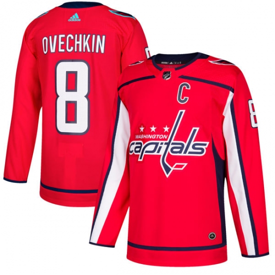 Men's Adidas Washington Capitals 8 Alex Ovechkin Authentic Red Home NHL Jersey