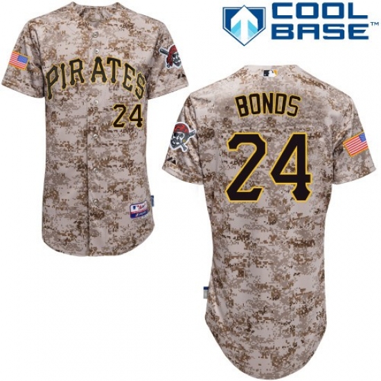 Men's Majestic Pittsburgh Pirates 24 Barry Bonds Authentic Camo Alternate Cool Base MLB Jersey