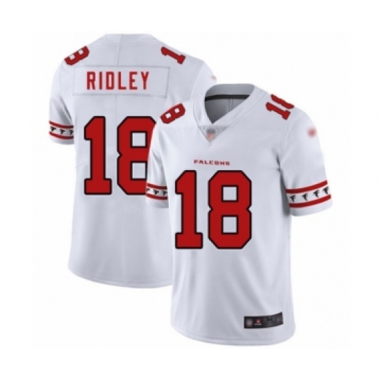 Men's Atlanta Falcons 18 Calvin Ridley White Team Logo Fashion Limited Player 100th Season Football Jersey